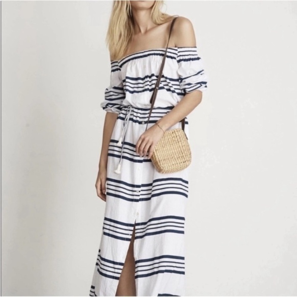 Faithfull The Brand The Beach Edit Goa Stripe Sun Maxi Dress Sz 4 NWT